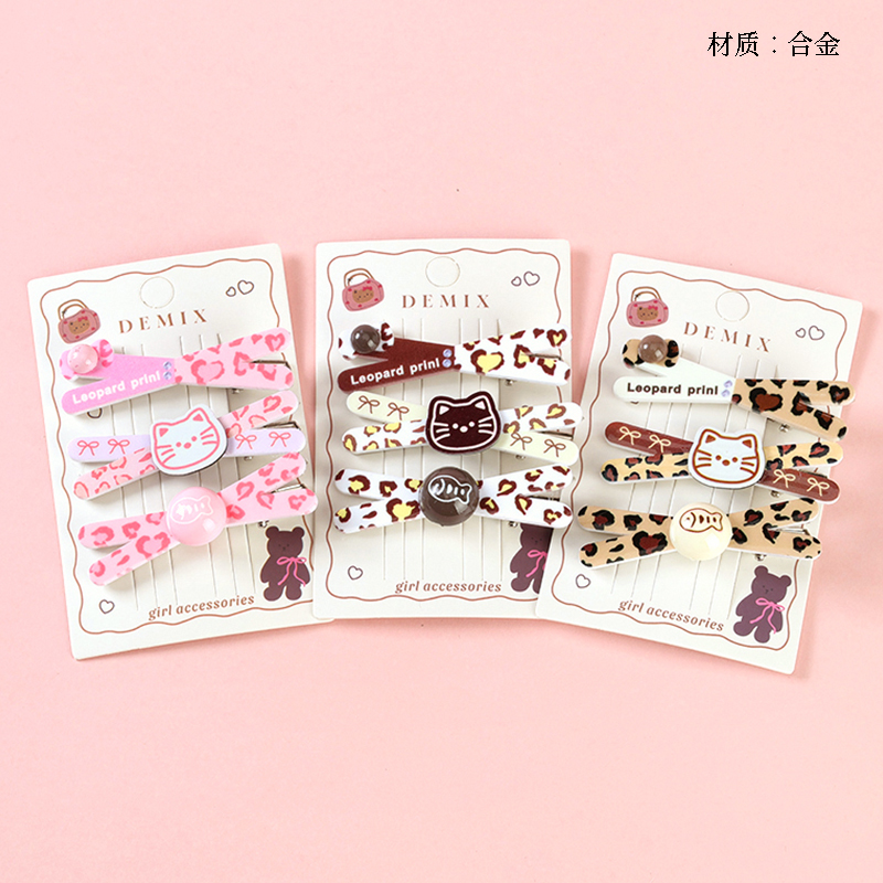 Boxed leopard print cartoon accessories duck clip