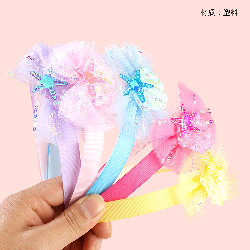 Sequin gauze bow tie accessories children's head buckle