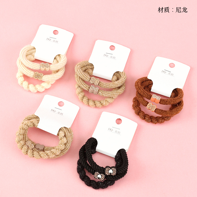 Three Curry Color Rhinestone Accessories Rubber Tendons