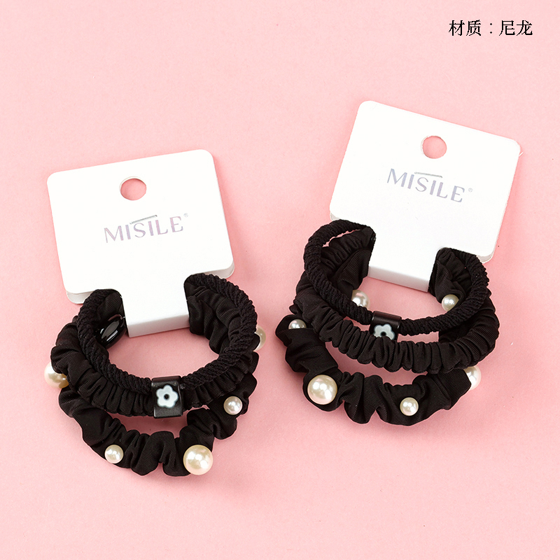 Boxed pearl flower accessories combination black rubber band (3)