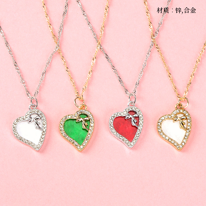 Diamond Love Bow Water Ripple Necklace