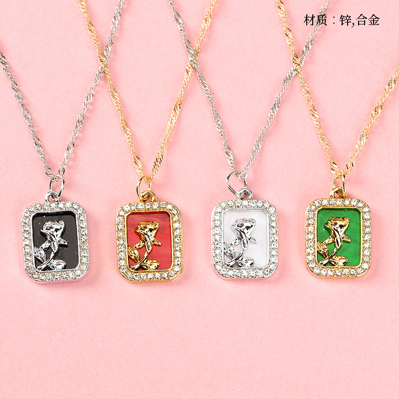 Square Rose Water Ripple Necklace