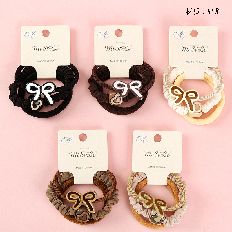 Curry color big bow tie accessories combination rubber band (3)