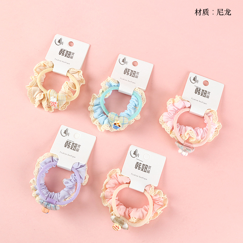 Color love cloth buckle accessories combination rubber band (2)