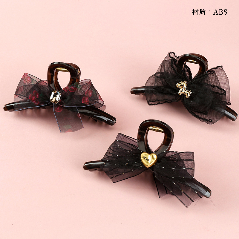 13cm double-sided black bow tie accessories large claw