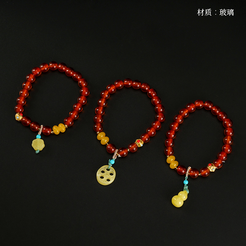 Imitation Agate Beeswax Pendant Bracelet