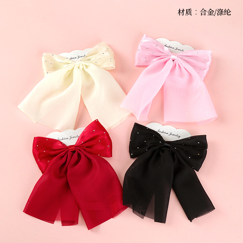 Rhinestone Ribbon Bow Duck Clip