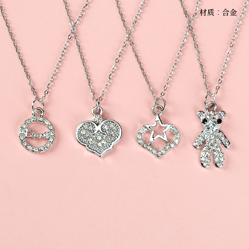 New silver diamond pendant necklace