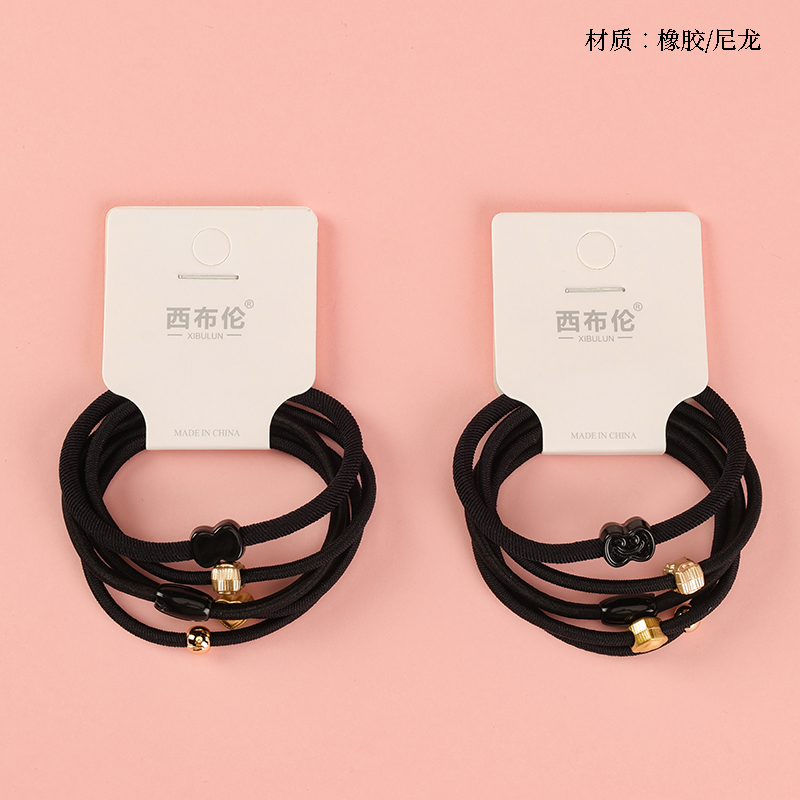 Five black simple accessories rubber bands
