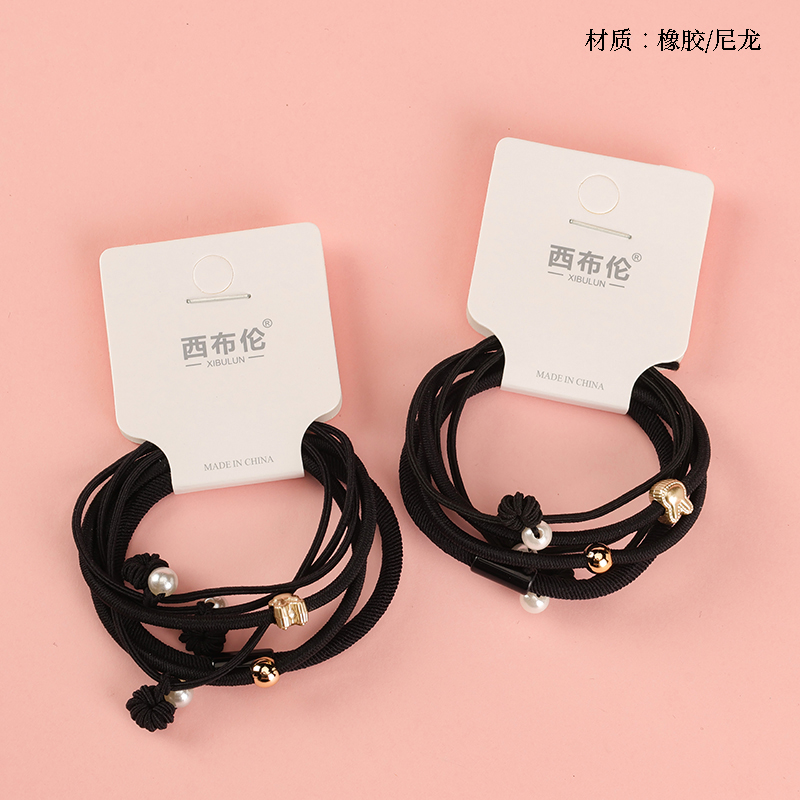 Four black gold bead accessories combination rubber band