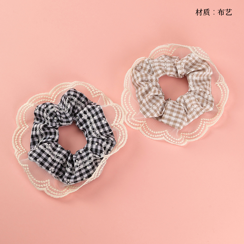 Korean lace plaid large intestine ring