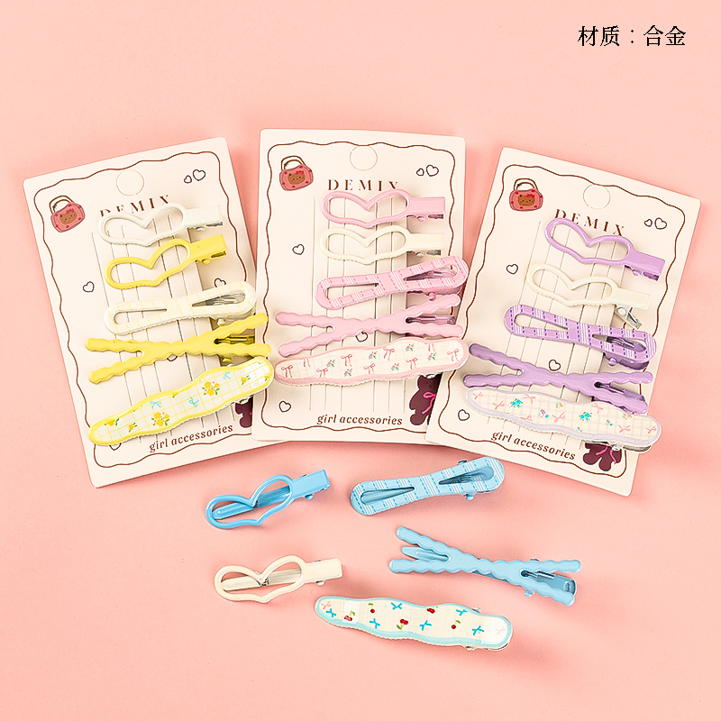 Boxed Five Cherry Print Duck Clip Set