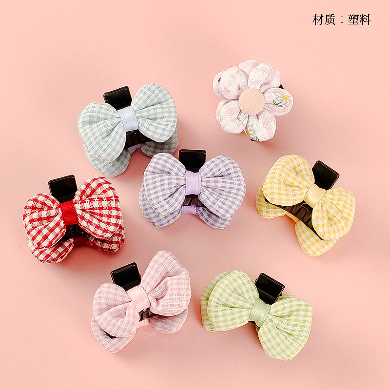 Boxed Color Plaid Bow-tie Flower Claw