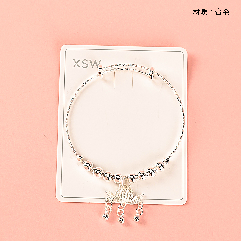 Silver tassel bead push-pull bracelet