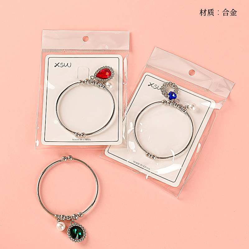 Silver zircon pearl accessory open bracelet