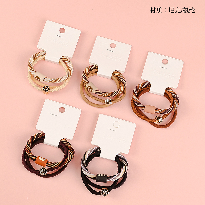 Three Curry Color Letter Flower Accessories Rubber Tendons