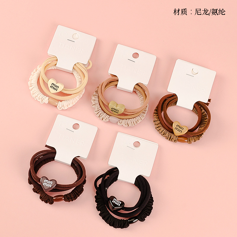 Milk Tea Letter Peach Heart Accessories Rubber Tendons