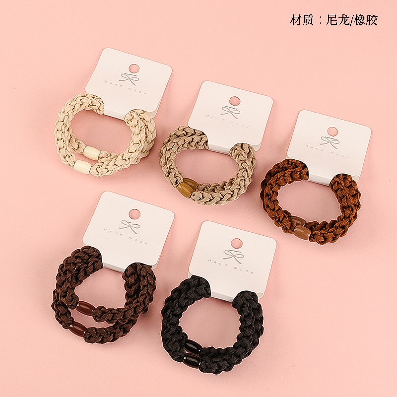 Boxed two curry color thick braid rubber band (bag)