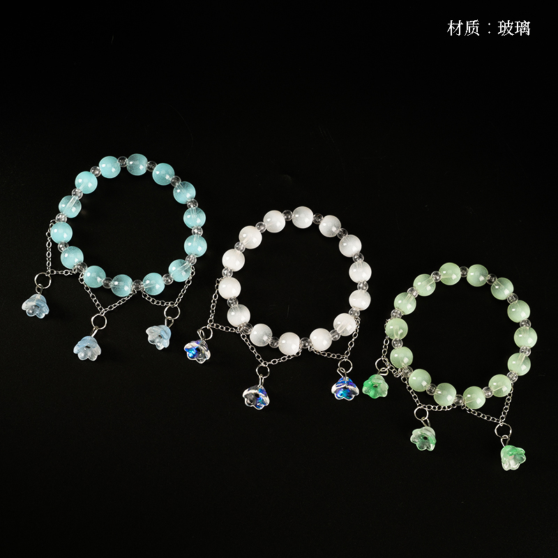 New jelly color hanging three blue bell flower bracelet