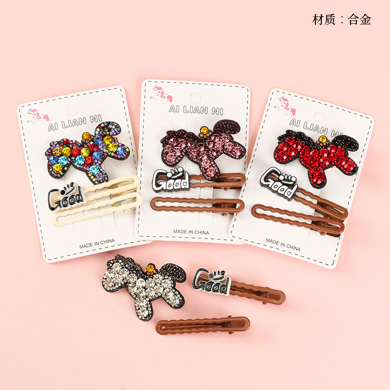 Boxed colored diamond pony letter accessories duck clip