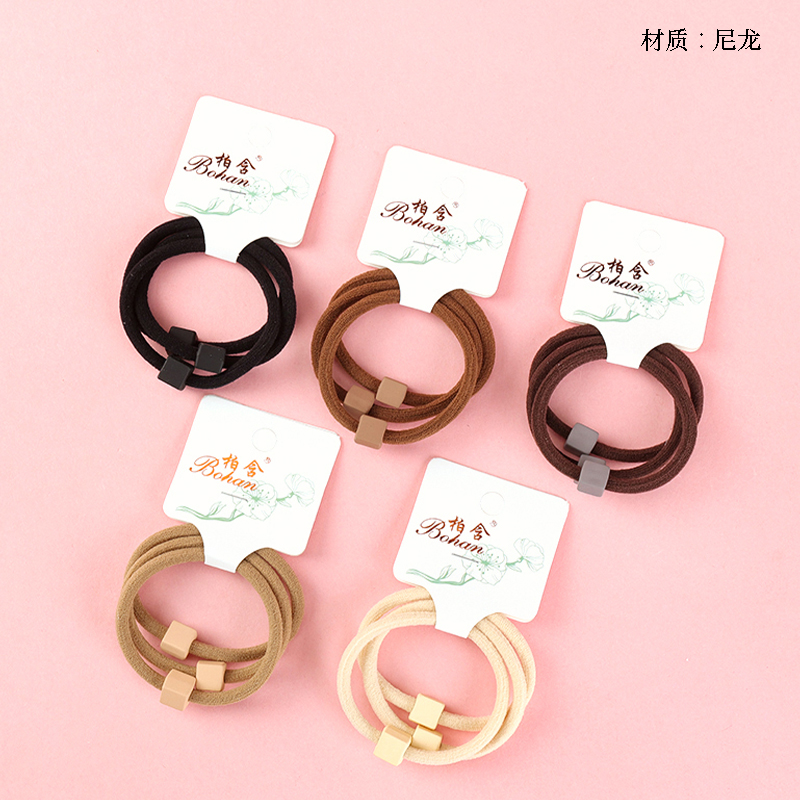 Boxed three curry color small square accessories rubber band