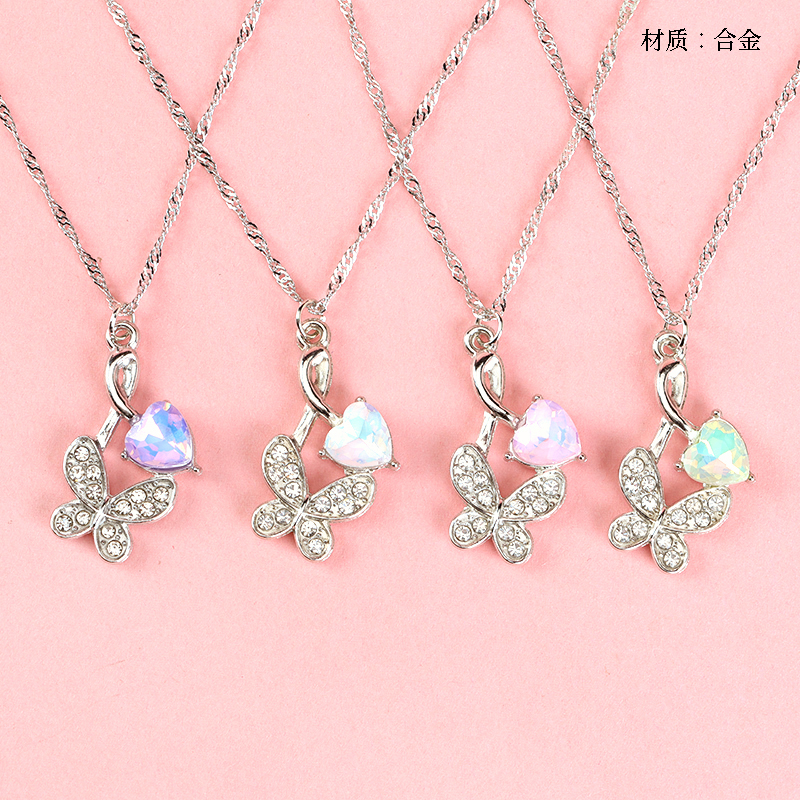 Colored Diamond Butterfly Necklace