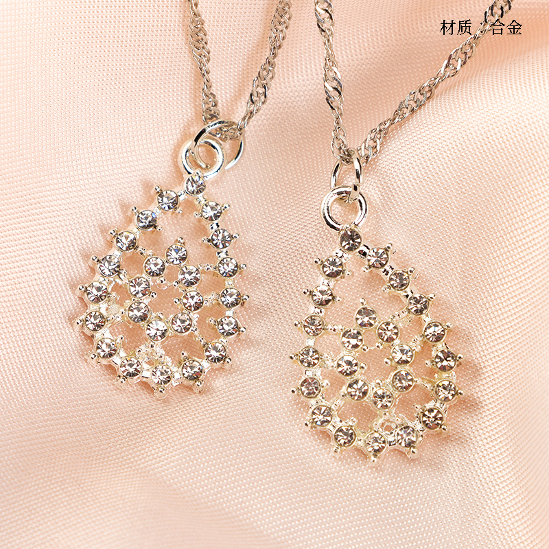 New full diamond water drop necklace