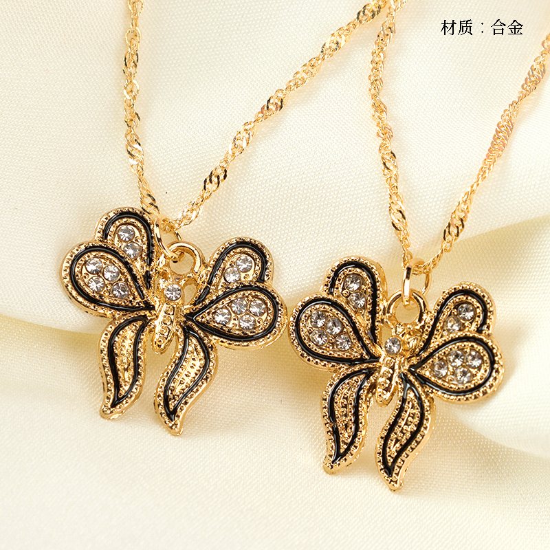 New Drop Oil Bow Necklace