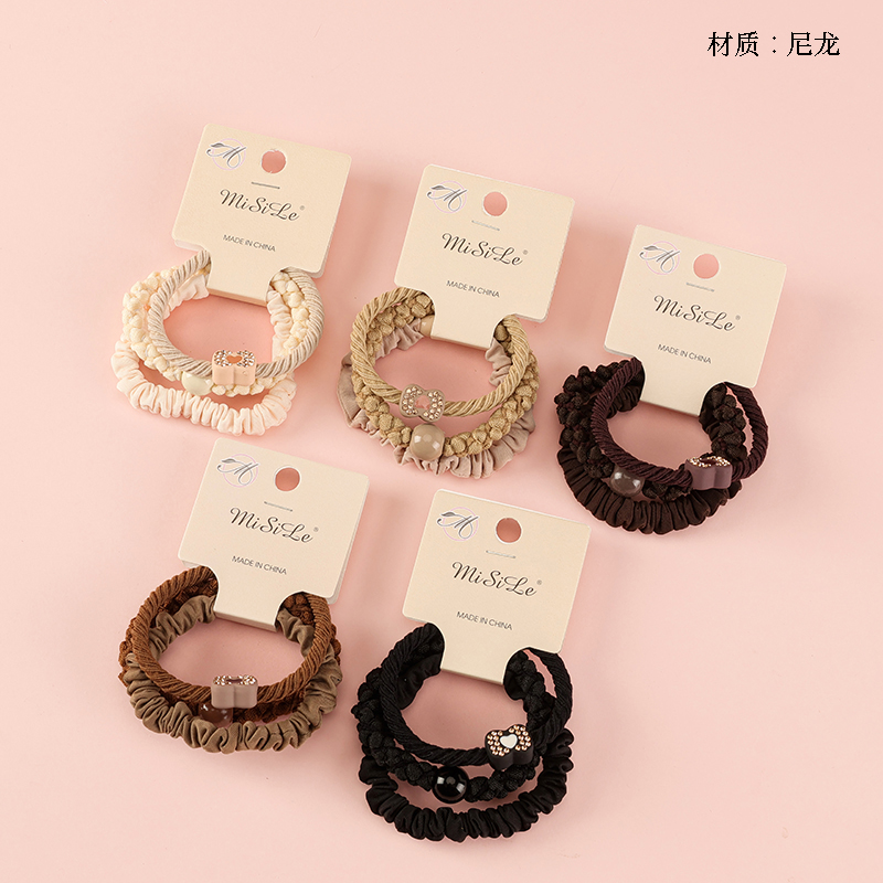 Curry color diamond bow tie accessories combination rubber band (3)