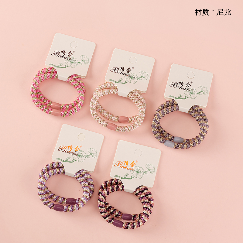 Boxed two colored thick braided rubber bands