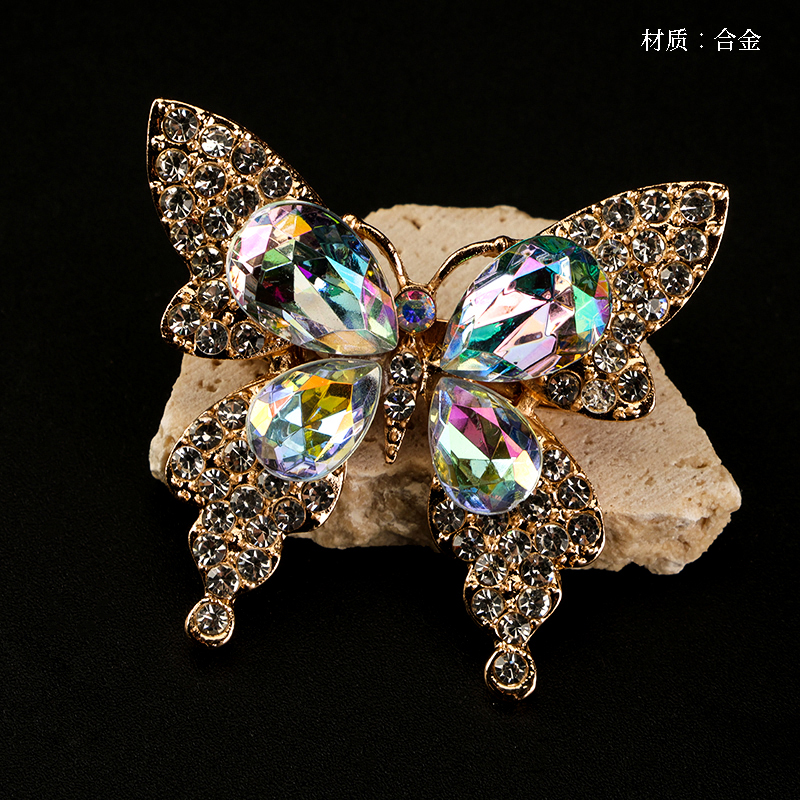 Full diamond zircon butterfly brooch