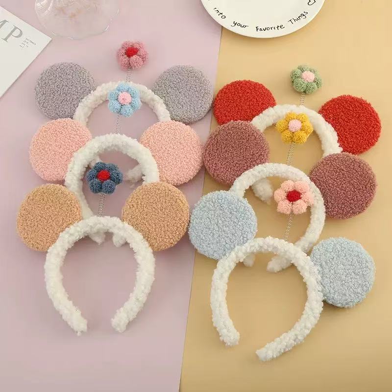 Cartoon ears small flower plush buckle