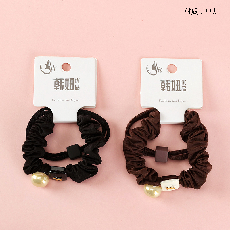 Fashion pearl buckle accessories combination rubber band (2)
