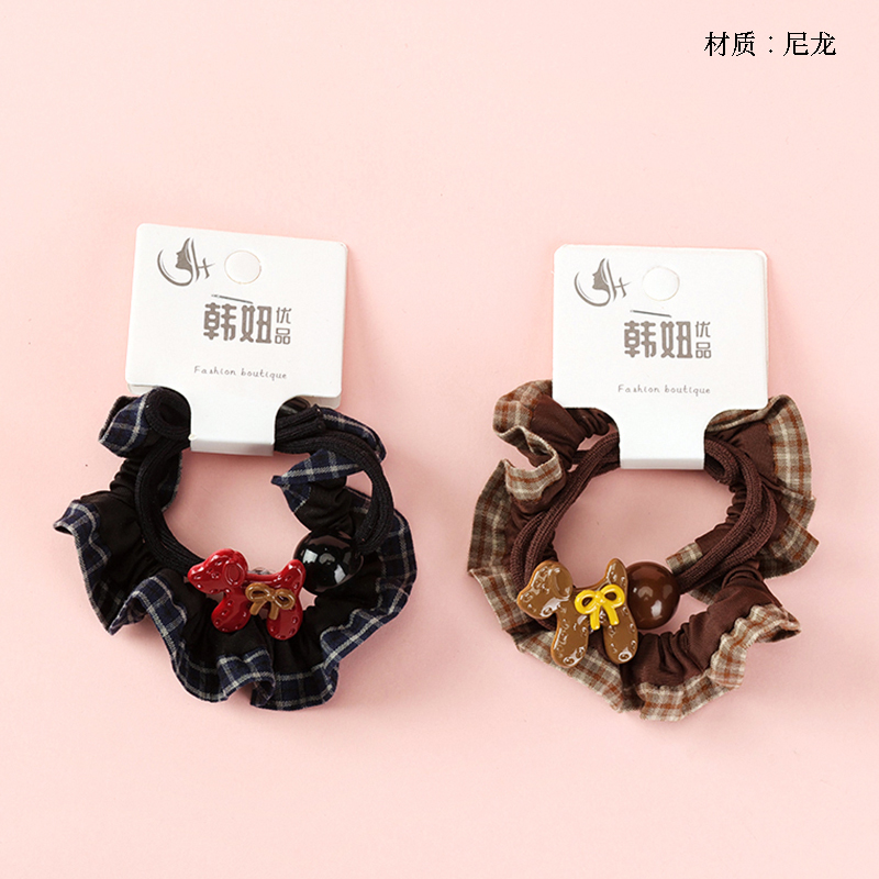 Curry color bow tie puppy accessories combination rubber band (2)