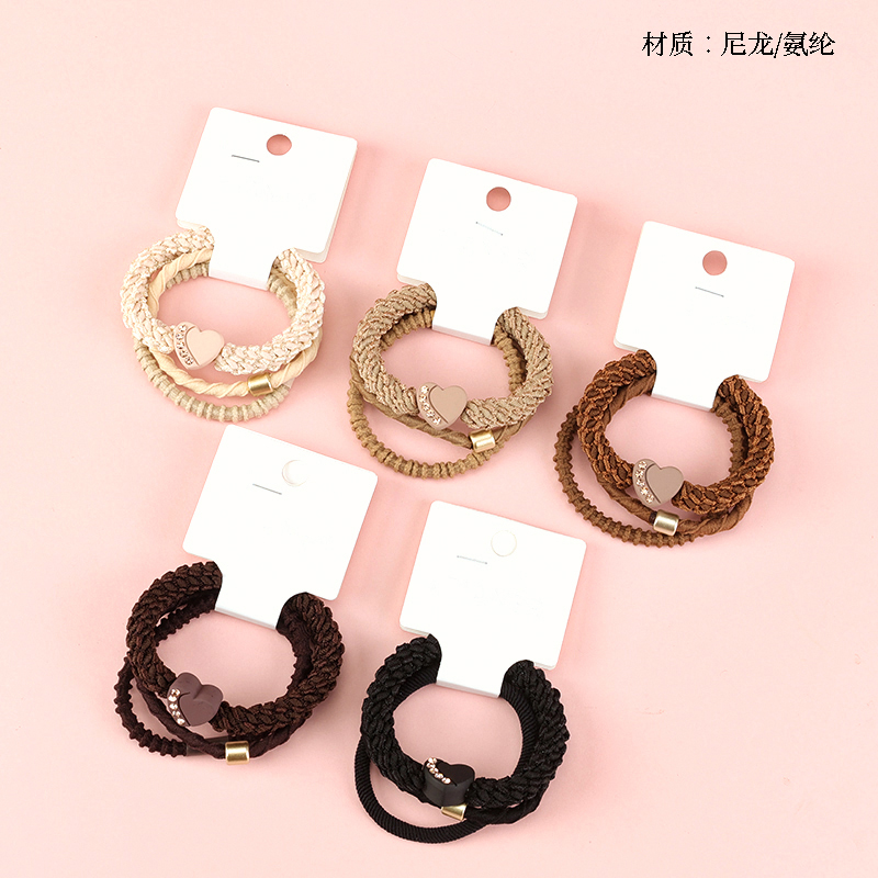 Milk tea color point drill peach heart accessories rubber band