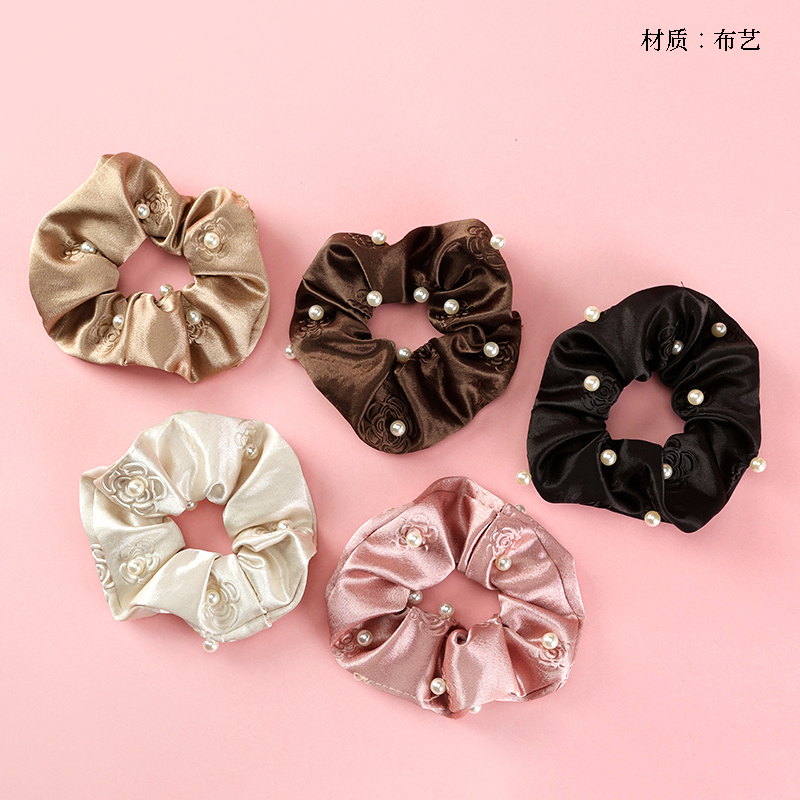 Satin Camellia Beaded Bowel Ring