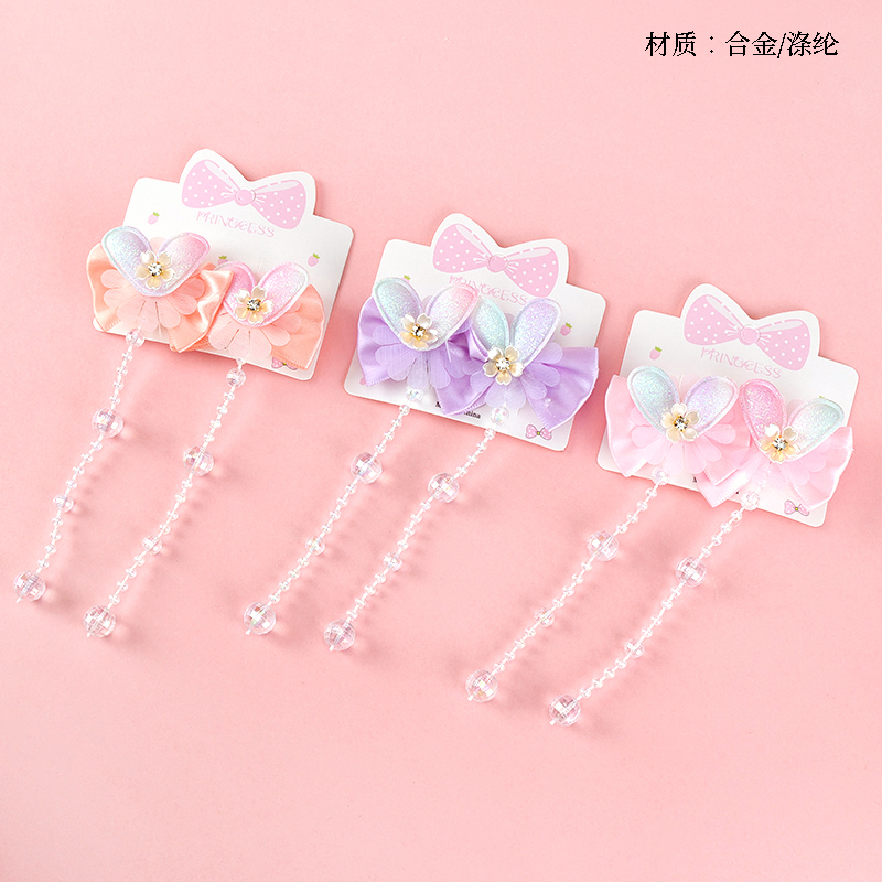 盒装山茶花流苏领结对鸭夹