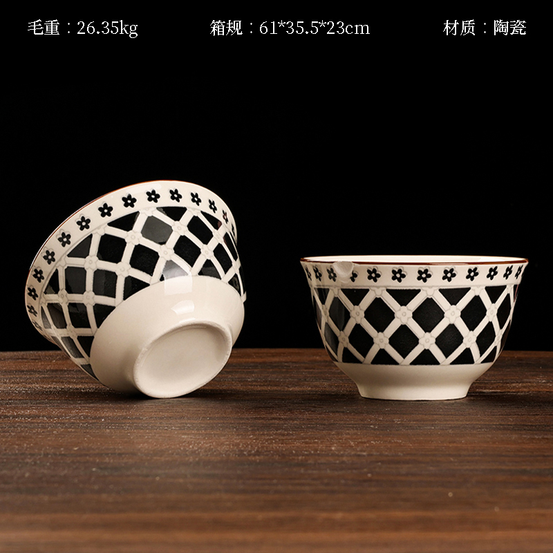 Printed 4-inch ethnic bowl (black plaid)