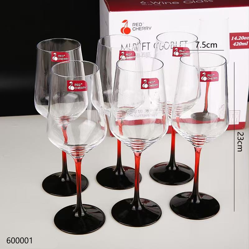 Red Stem Wine Glass Single JG6301