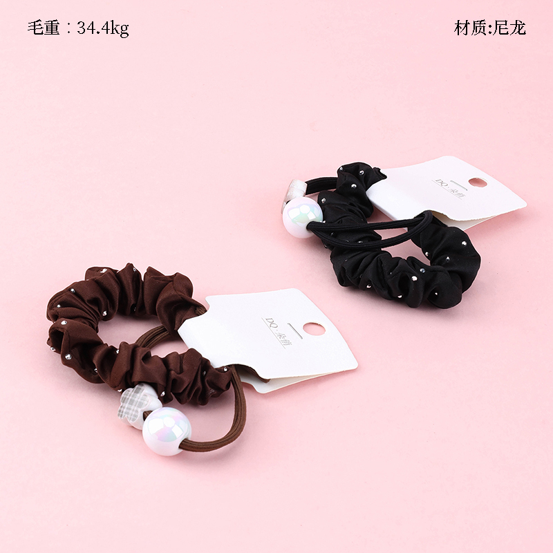 Curry color check accessories combination rubber band (1 1)