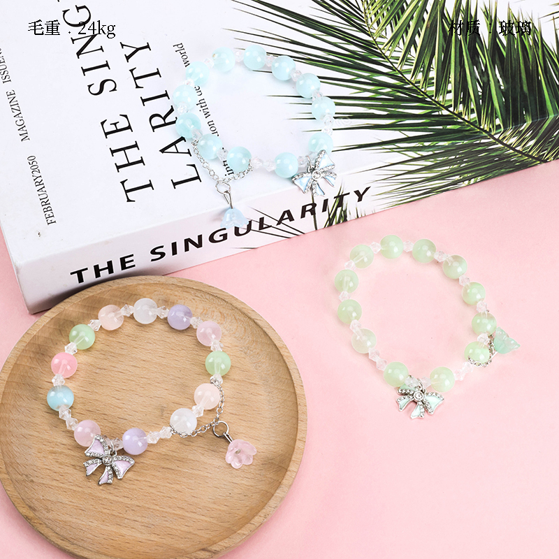 Milk Cover Lily of the valley bow tie pendant bracelet