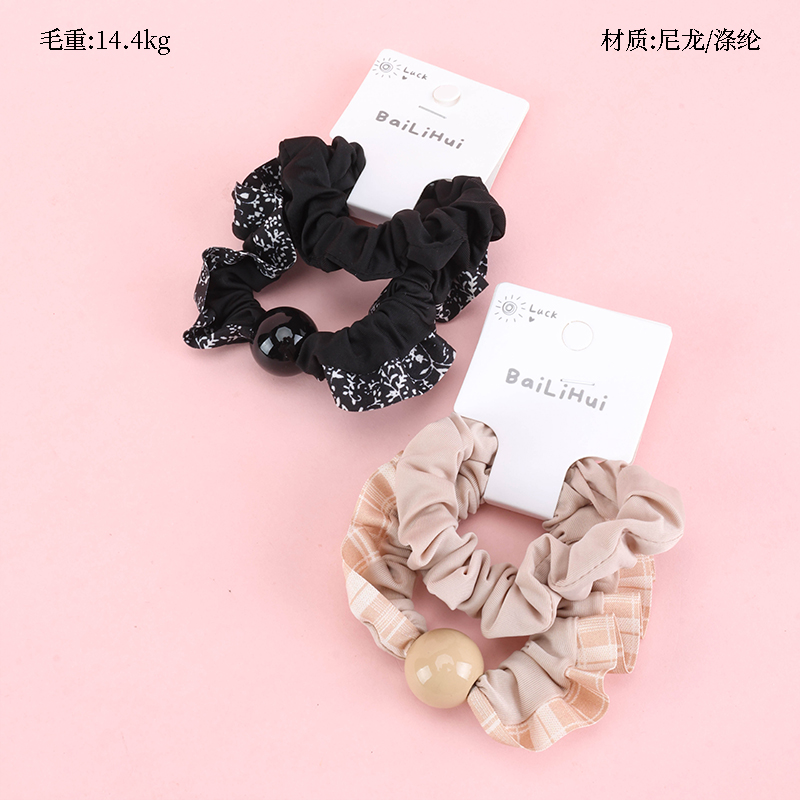 Basket Pack Two Round Beads Accessories Fabric Rubber Tendons