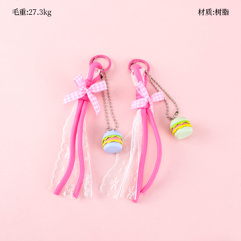 Lace rope ribbon hamburger pendant