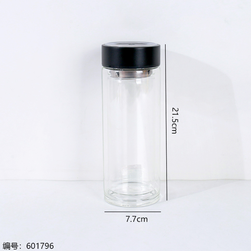 Extra Large Layered Impression Glass Cup with Lid 500ml-550