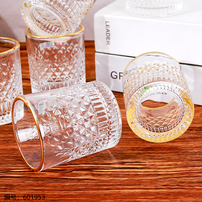 Diamond Gold Rim Wine Glass 9006