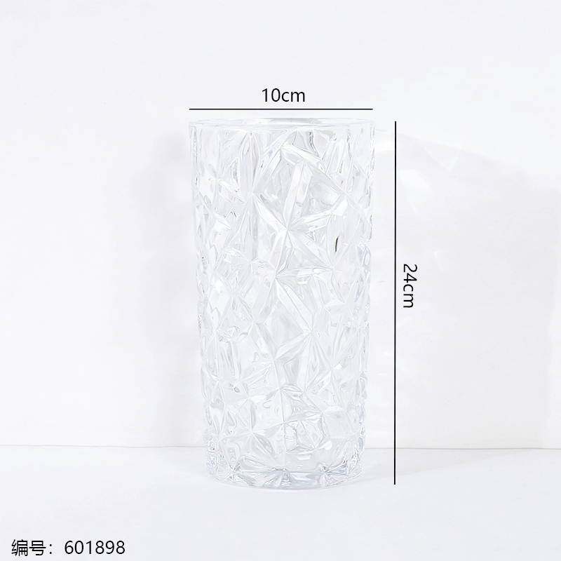 Straight Cylinder Ice Texture Vase 009-D25