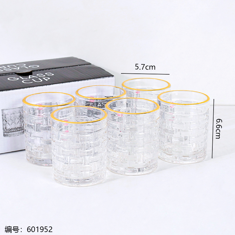 Bamboo Woven Gold Rim Wine Glass 9006