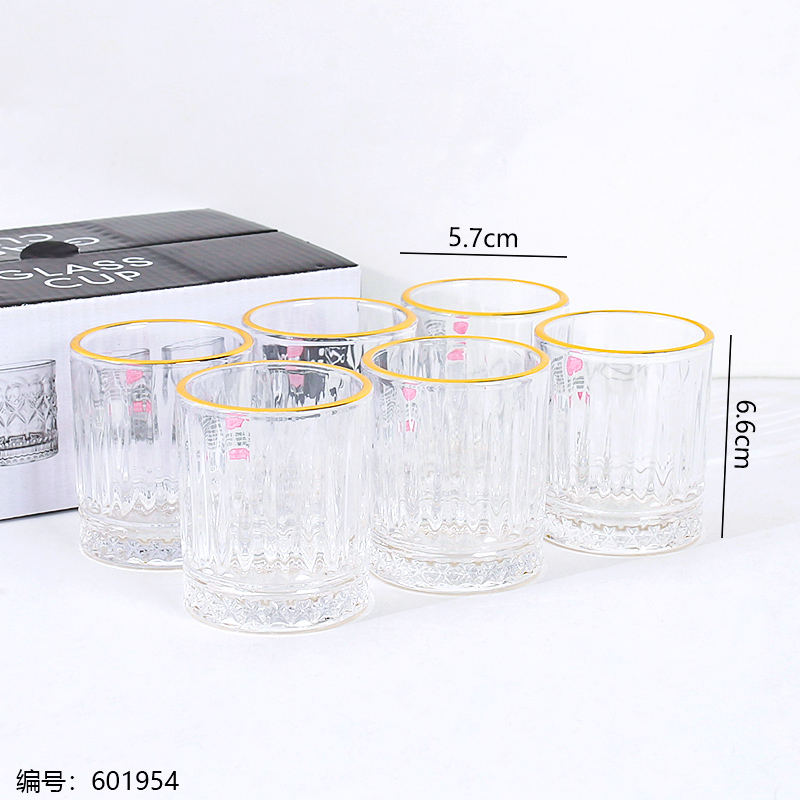 Vertical Stripe Gold Rim Wine Glass 9006