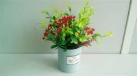 蓝高瓶塑料花 2