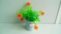 蓝高瓶塑料花 3